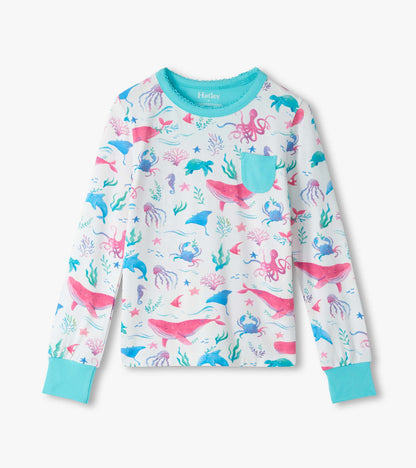 Girls Painted Sealife Bamboo Pajama Set - Hatley Girls