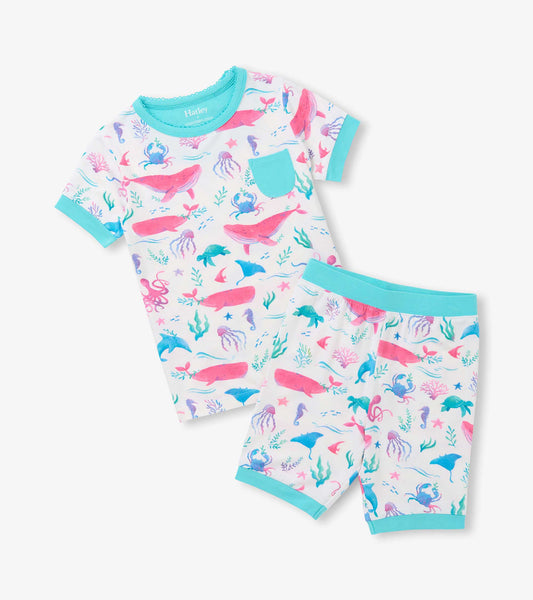 Girls Painted Sealife Bamboo Short Pajama Set - Hatley Girls
