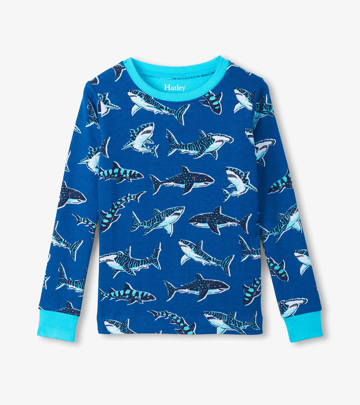 Boys Patterned Sharks Cotton Pajama Set - Hatley Boys