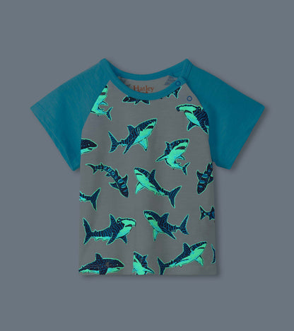 Baby & Toddler Boys Glow in the Dark Sharks Raglan T-Shirt - Hatley Baby & Toddler
