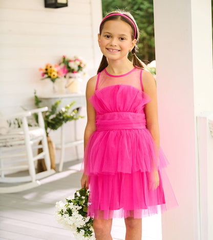 Girls Fuchsia Tulle Party Dress - Hatley Girls