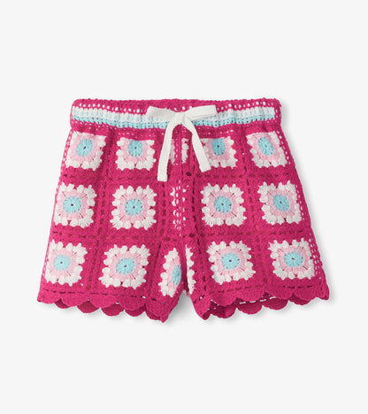 Girls Raspberry Rose Crochet Shorts - Hatley Girls