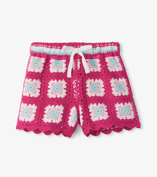 Girls Raspberry Rose Crochet Shorts - Hatley Girls