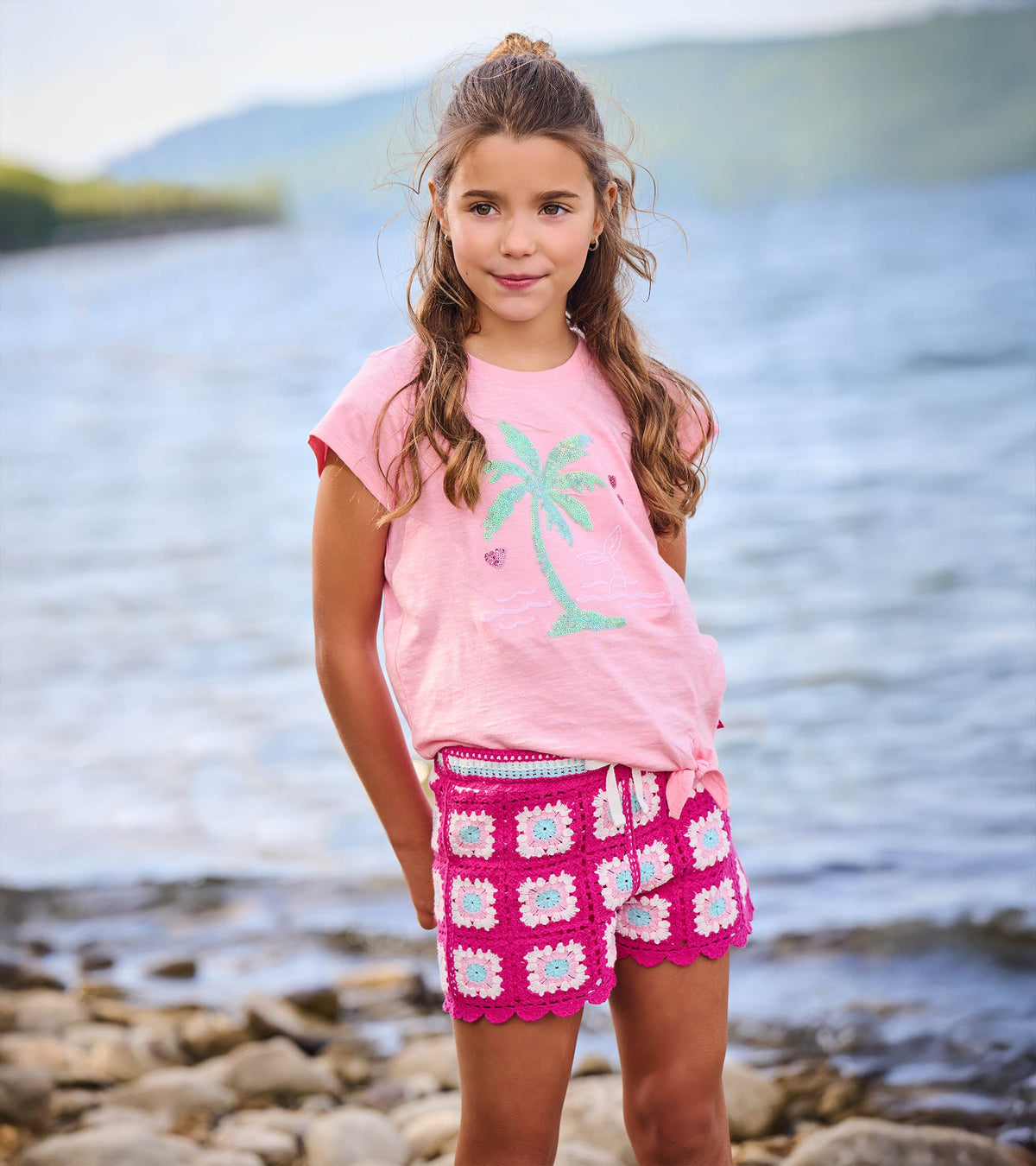 Girls Raspberry Rose Crochet Shorts - Hatley Girls