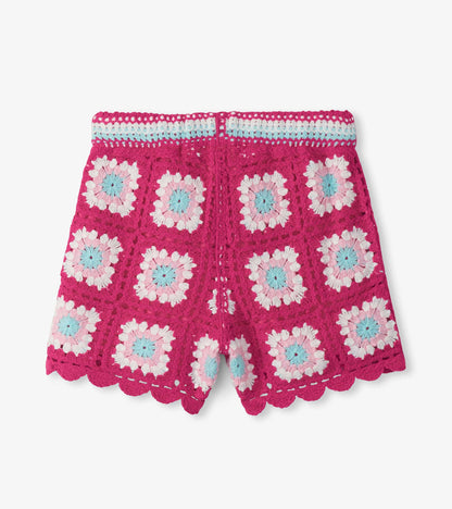 Girls Raspberry Rose Crochet Shorts - Hatley Girls