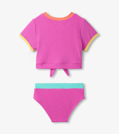 Girls Hot Pink Tie-Front Two-Piece Swimsuit - Hatley Girls