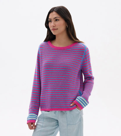 Pointelle Stripe Sweater - South East Summer - Hatley Women