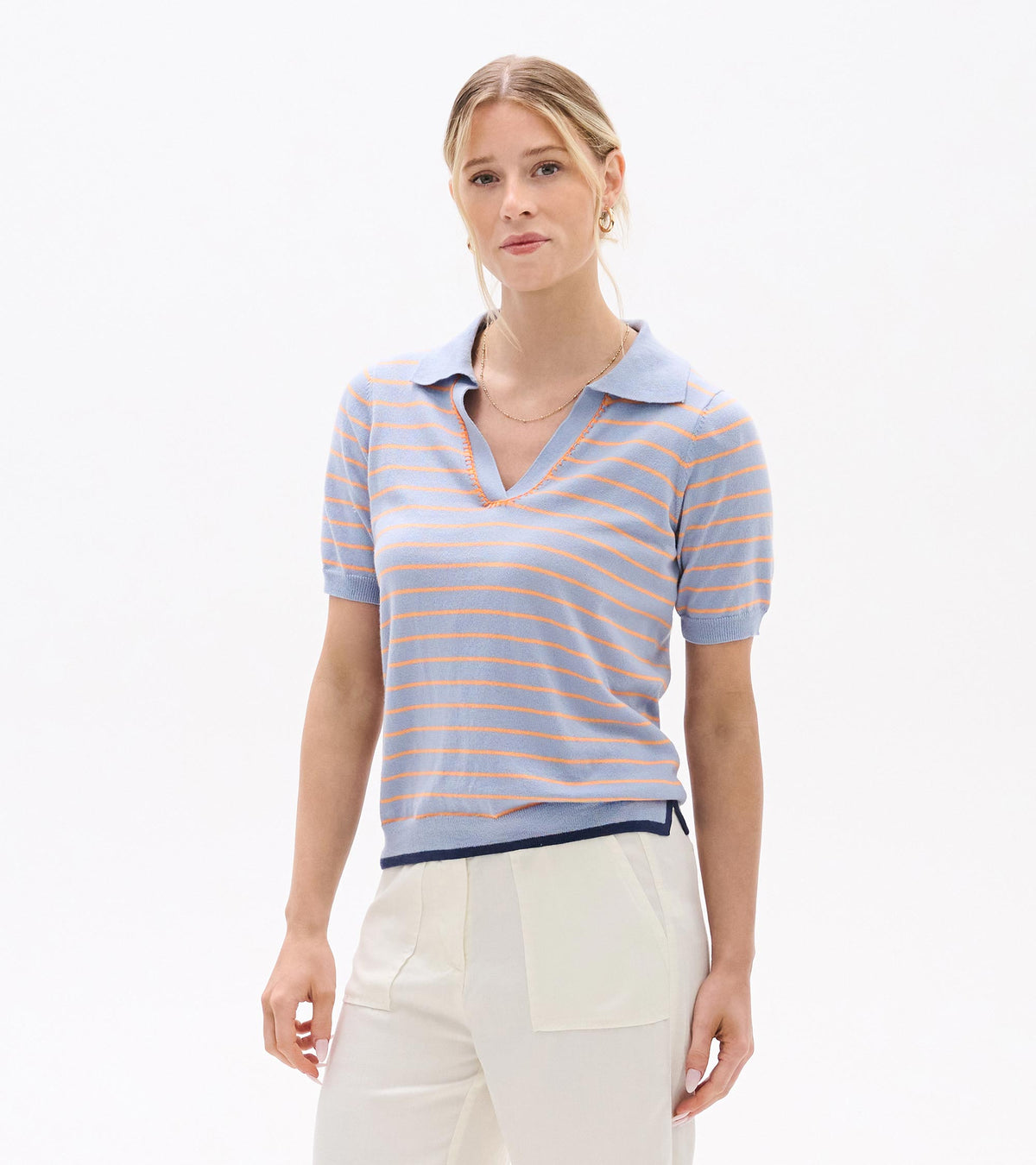 Johnny Collar Top - Serenity Stripe - Hatley Women