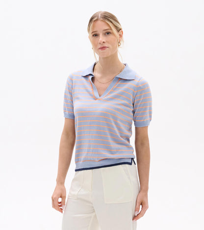 Johnny Collar Top - Serenity Stripe - Hatley Women