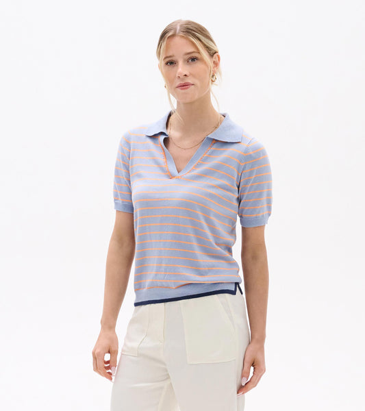 Johnny Collar Top - Serenity Stripe - Hatley Women