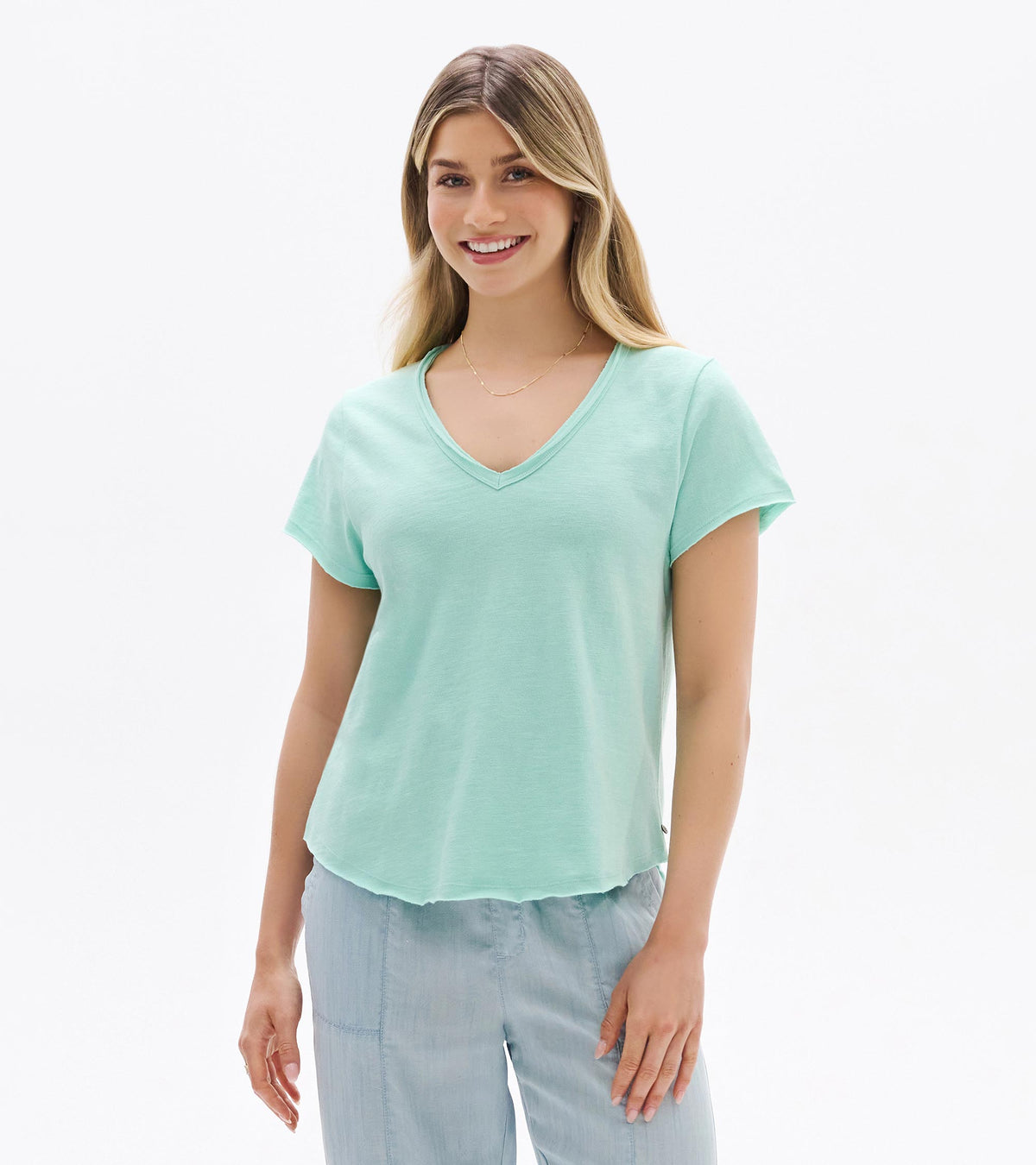 Sadie V-Neck Tee - Sea Glass - Hatley Women
