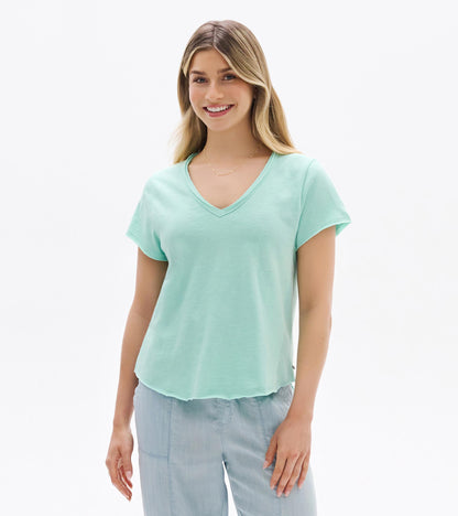 Sadie V-Neck Tee - Sea Glass - Hatley Women
