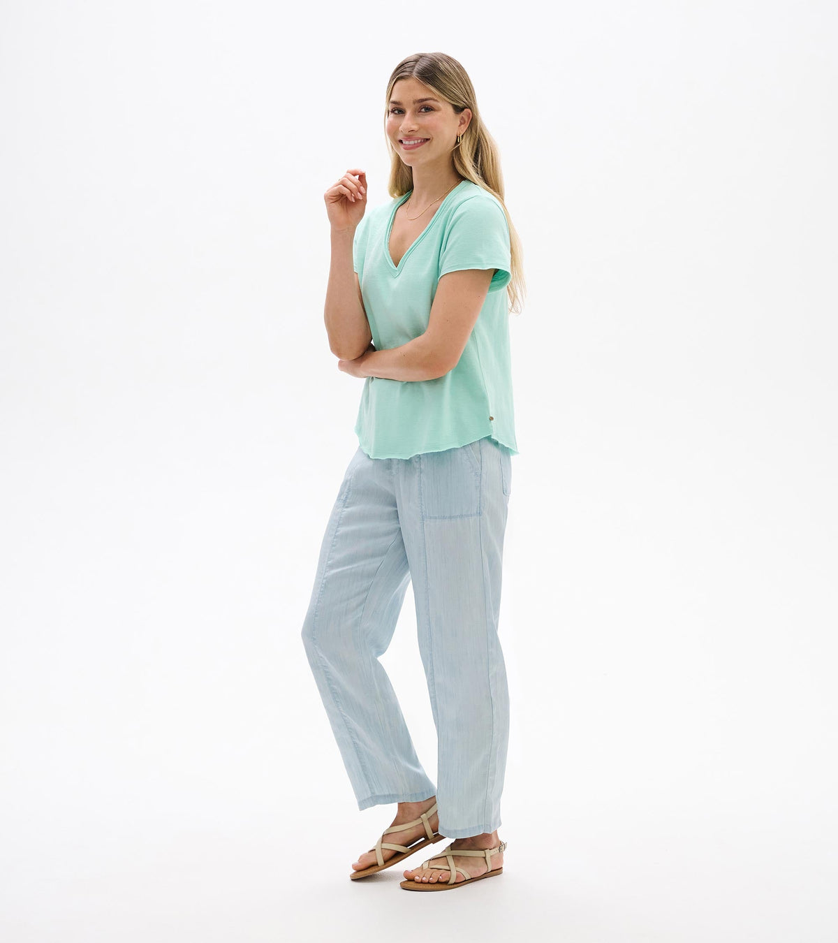 Sadie V-Neck Tee - Sea Glass - Hatley Women