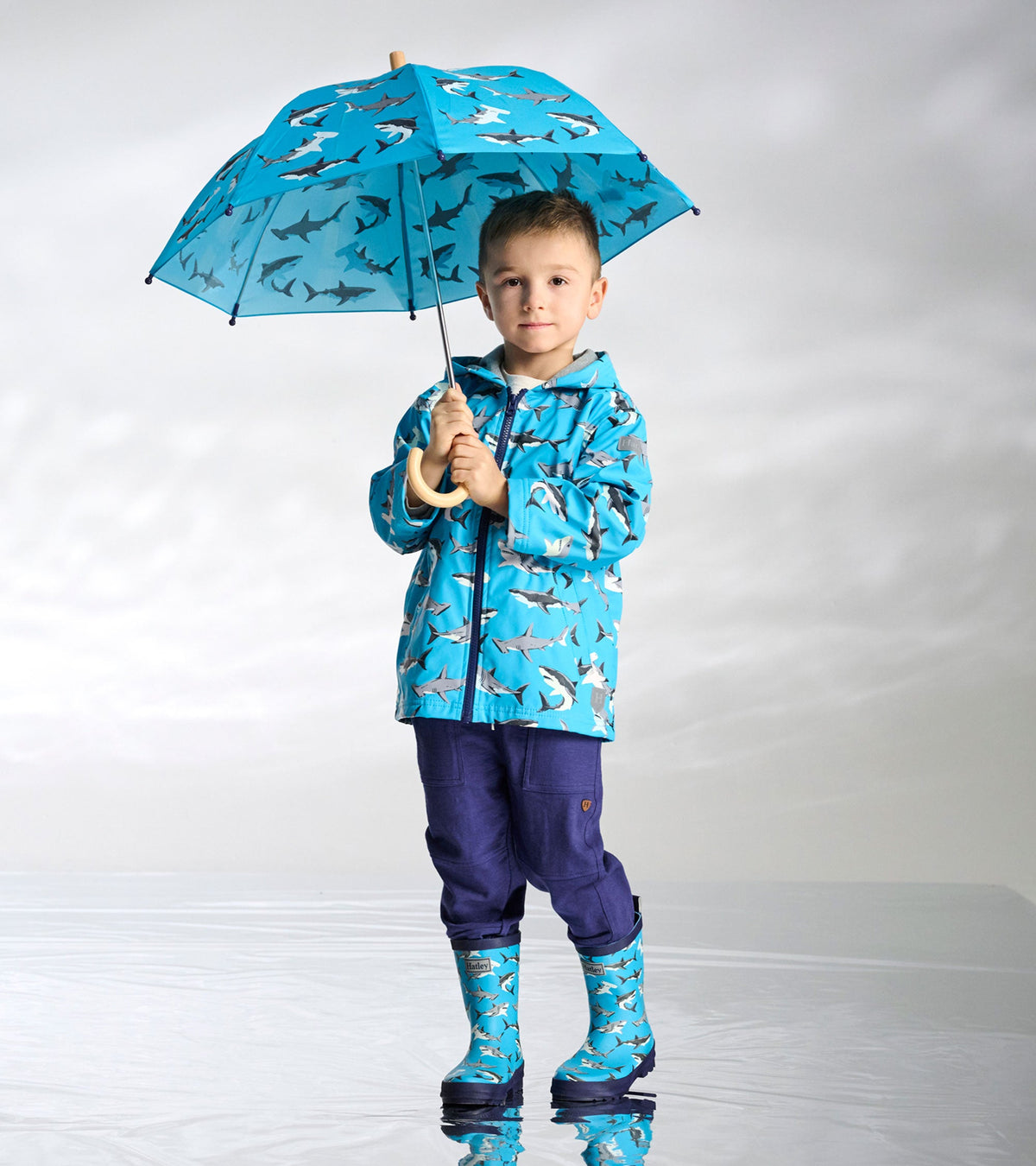 Boys Color Changing Shark Party Zip-Up Rain Jacket - Hatley Boys