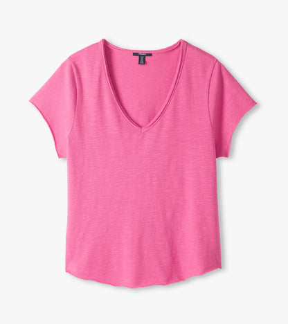 Sadie V-Neck Tee - Super Pink - Hatley Women