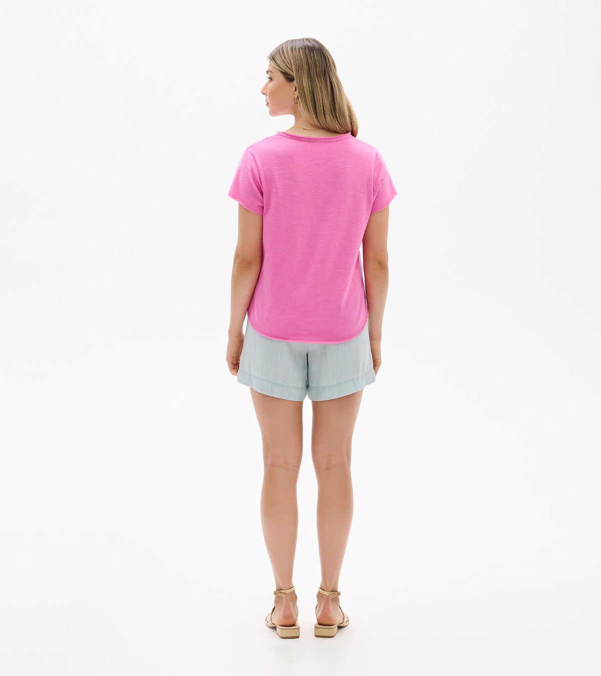 Sadie V-Neck Tee - Super Pink - Hatley Women