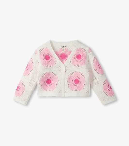 Baby & Toddler Girls Pink & Cream Flower Crochet Cardigan - Hatley Baby & Toddler