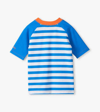 Boys Blue Stripe & Orange Short Sleeve Rashguard - Hatley Boys