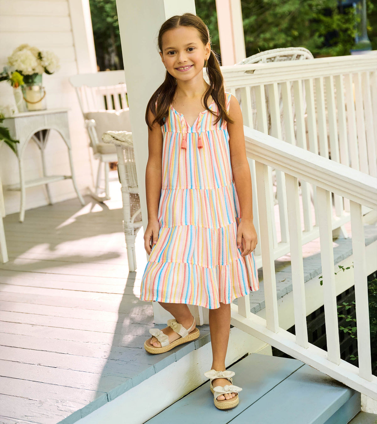 Girls Sunny Stripes Tiered Dress - Hatley Girls
