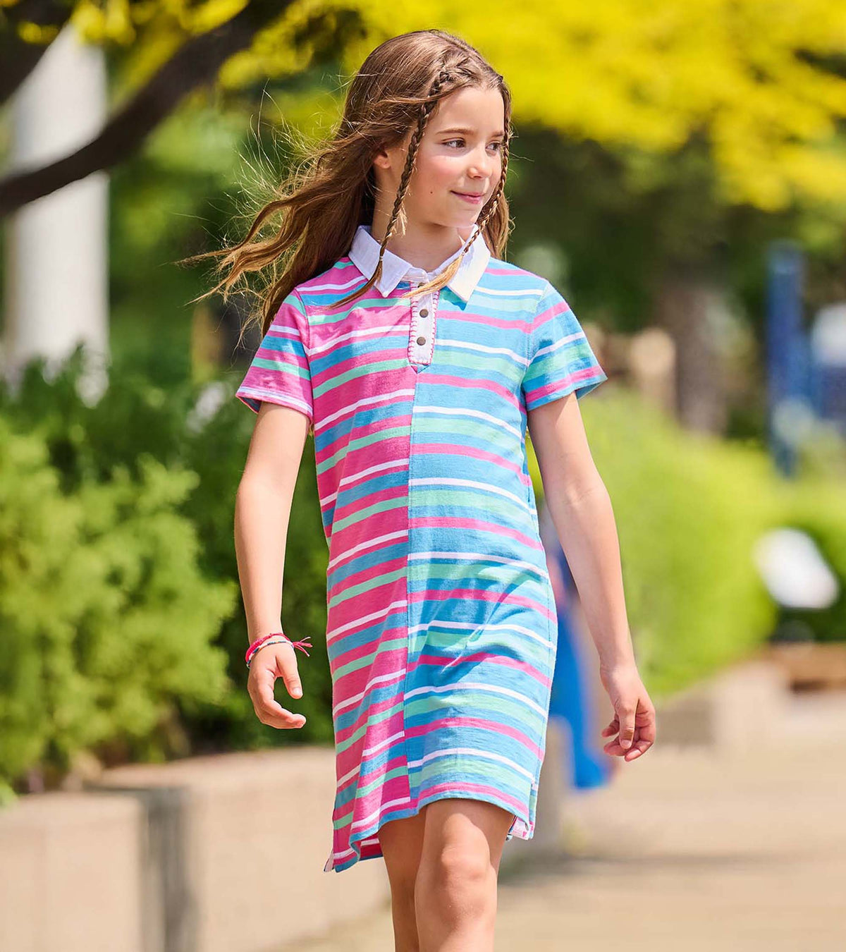 Girls Mixed Stripes Cotton Polo Dress - Hatley Girls