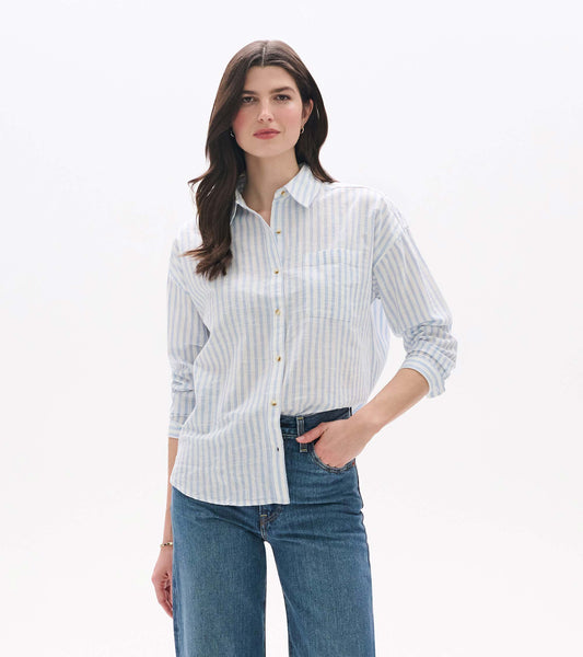 Relaxed Button Down - Cashmere Blue Stripes - Hatley Women