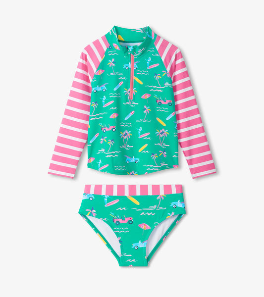 Girls Tropical Long Sleeve Two-Piece Rashguard Swimsuit - Hatley Girls