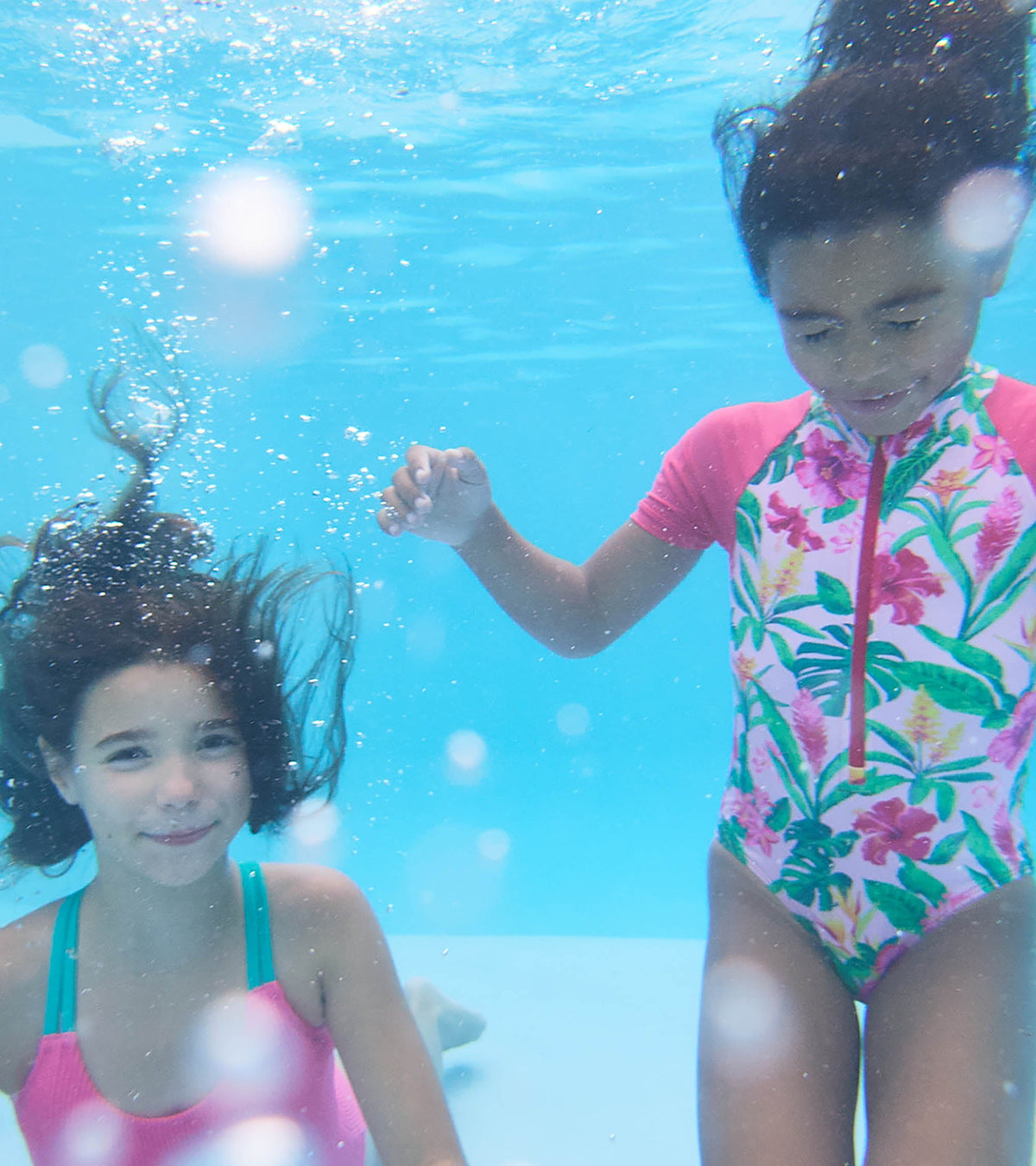 Girls Tropical Flowers Short Sleeve One-Piece Rashguard Swimsuit - Hatley Girls