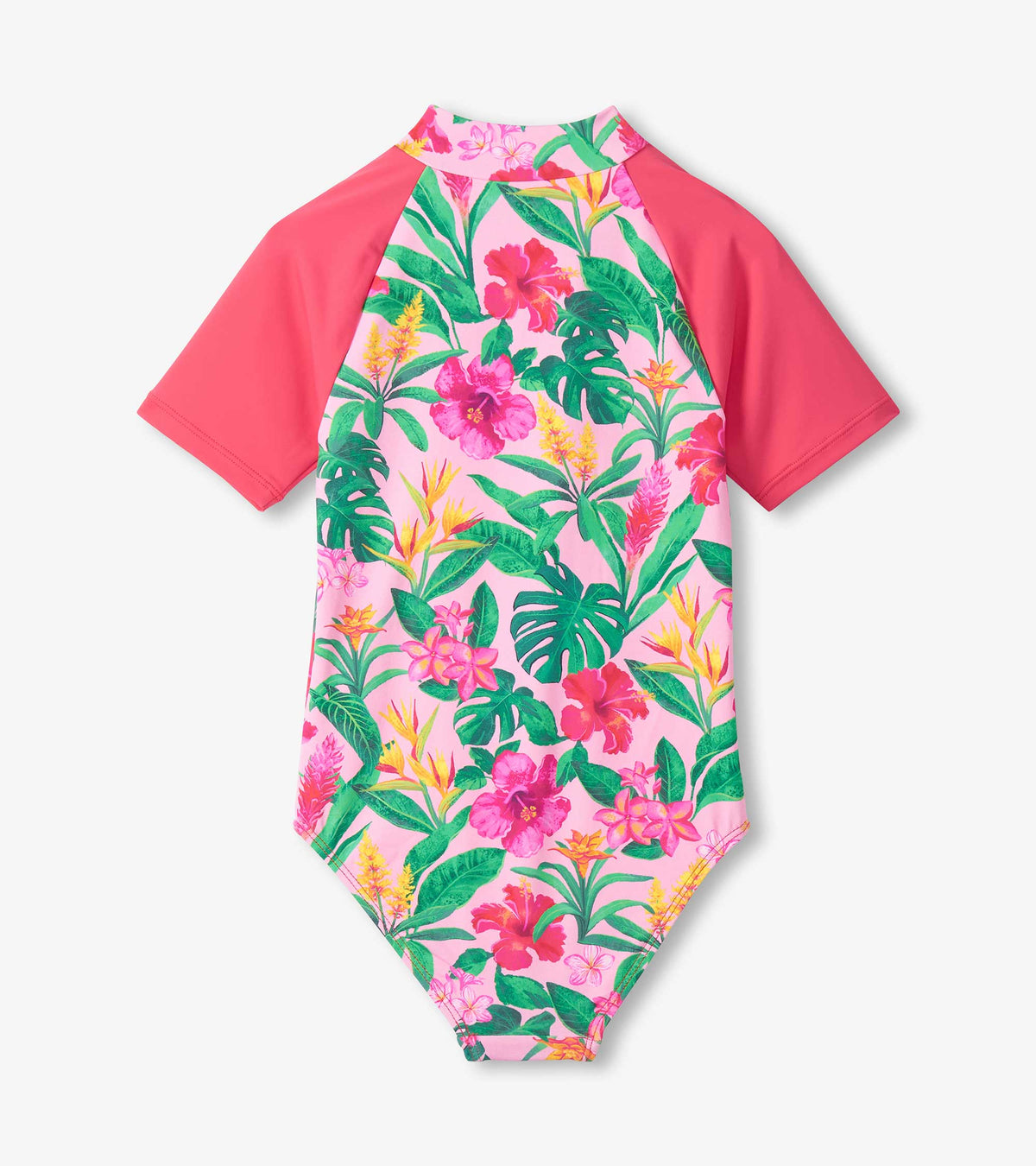 Girls Tropical Flowers Short Sleeve One-Piece Rashguard Swimsuit - Hatley Girls
