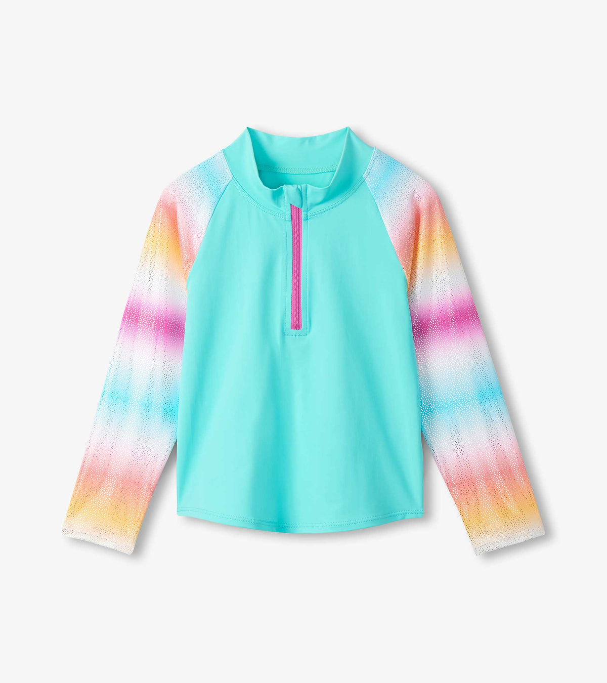 Girls Turquoise Shimmer Long Sleeve Two-Piece Rashguard Swimsuit - Hatley Girls