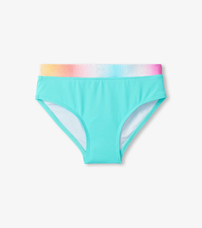 Girls Turquoise Shimmer Long Sleeve Two-Piece Rashguard Swimsuit - Hatley Girls