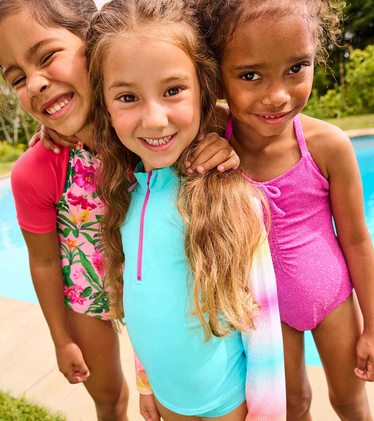 Girls Turquoise Shimmer Long Sleeve Two-Piece Rashguard Swimsuit - Hatley Girls