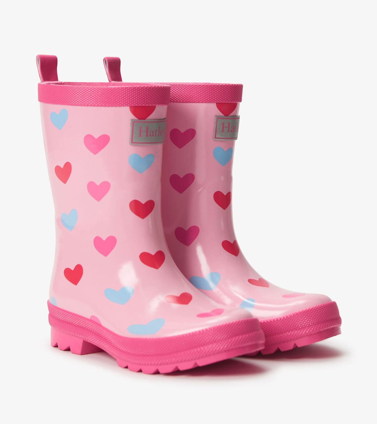 Girls Pink Hearts Shiny Rain Boot - Hatley Girls