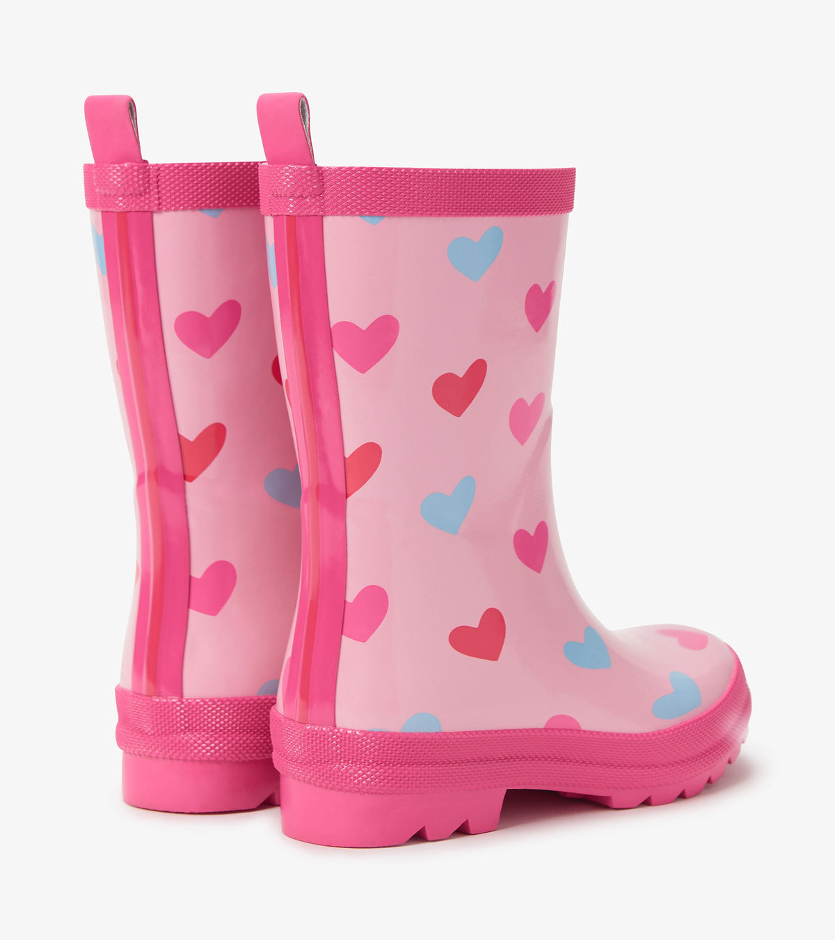 Girls Pink Hearts Shiny Rain Boot - Hatley Girls
