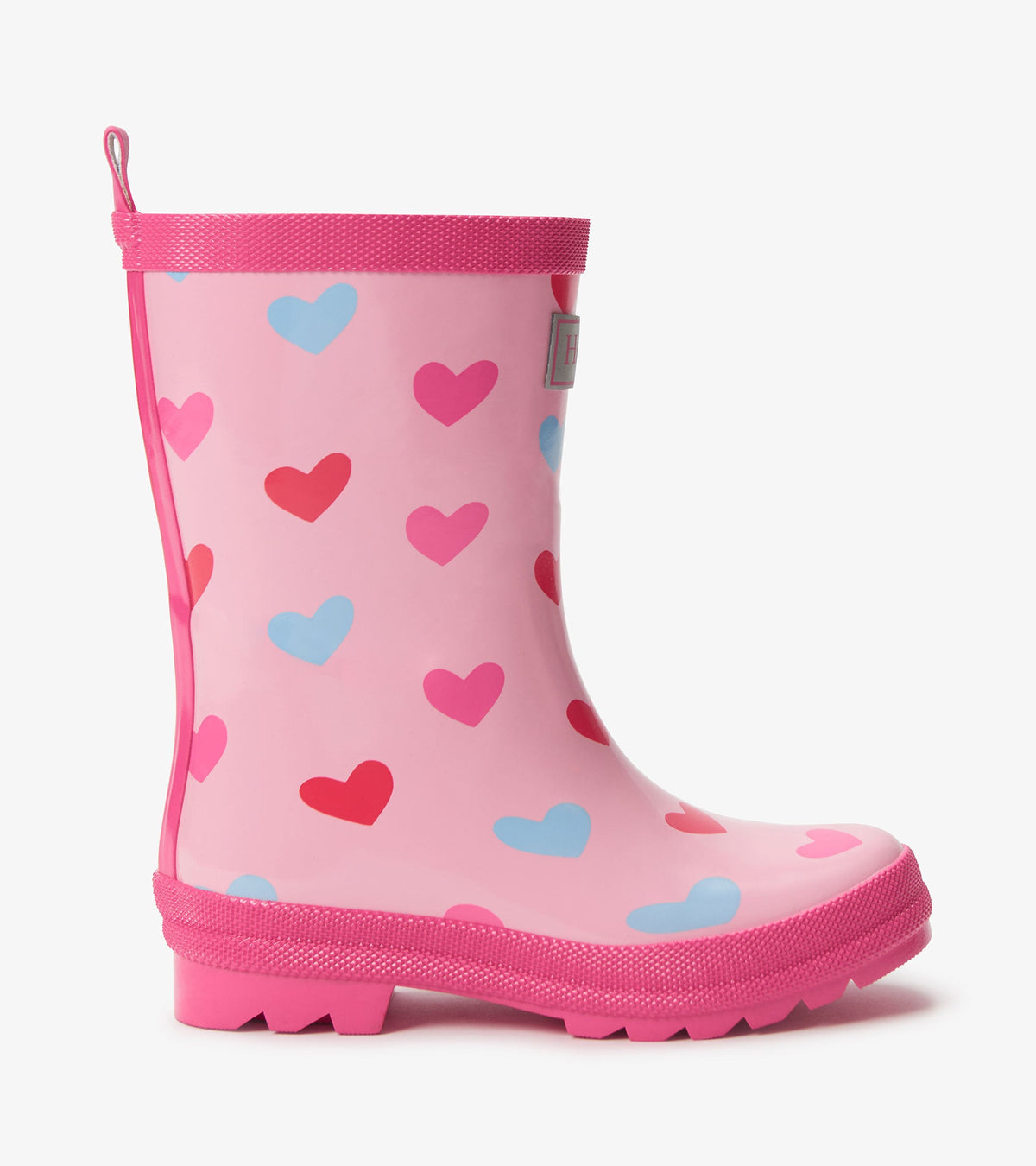 Girls Pink Hearts Shiny Rain Boot - Hatley Girls