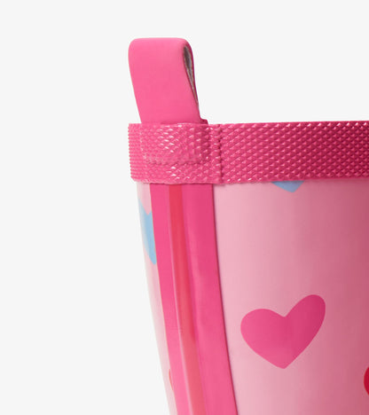 Girls Pink Hearts Shiny Rain Boot - Hatley Girls