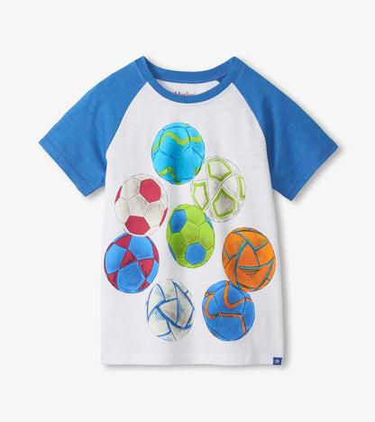 Boys Soccer Balls Raglan T-Shirt - Hatley Boys