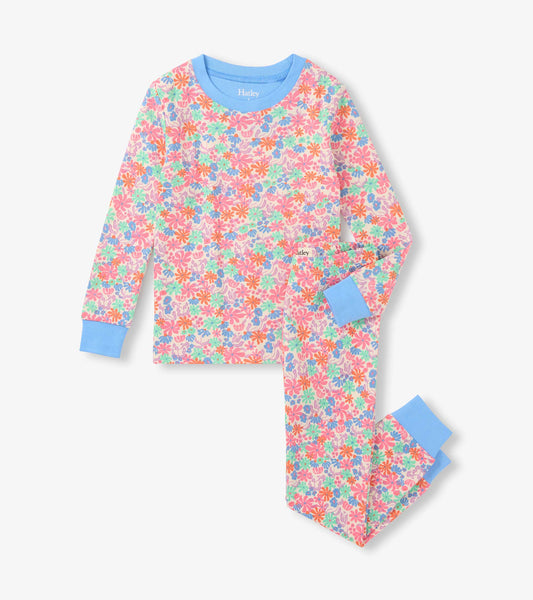 Girls Whimsical Flowers Cotton Pajama Set - Hatley Girls