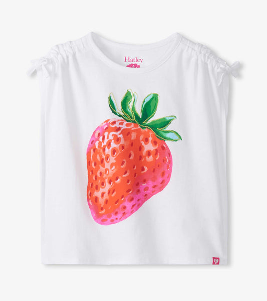 Girls Strawberry Cinched Shoulder Top - Hatley Girls