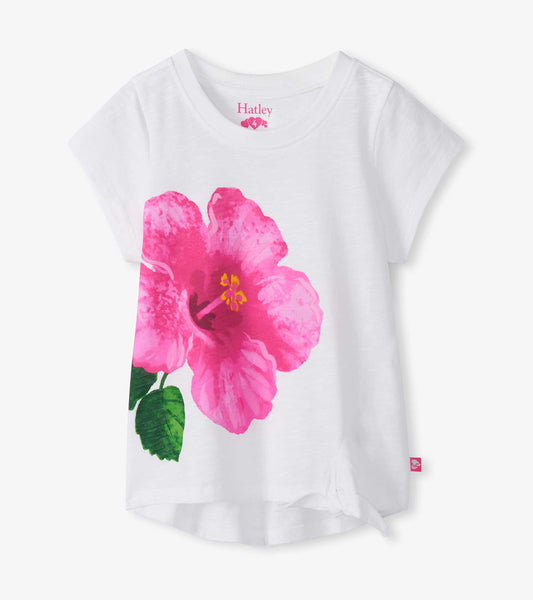 Girls Hibiscus Tie Front T-Shirt - Hatley Girls