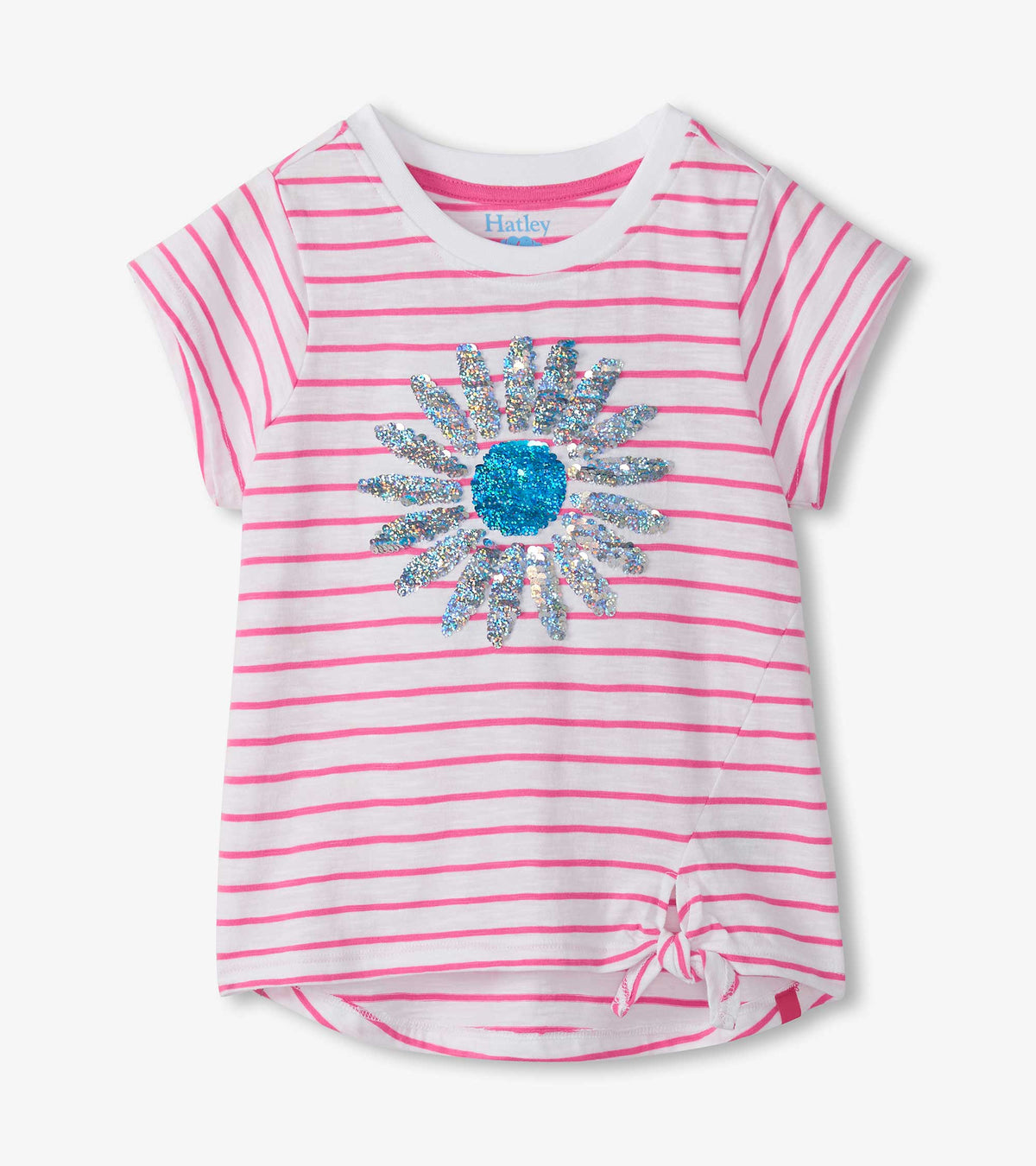 Girls Radiant Flower Striped Tie Front T-Shirt - Hatley Girls