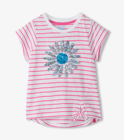 Girls Radiant Flower Striped Tie Front T-Shirt - Hatley Girls