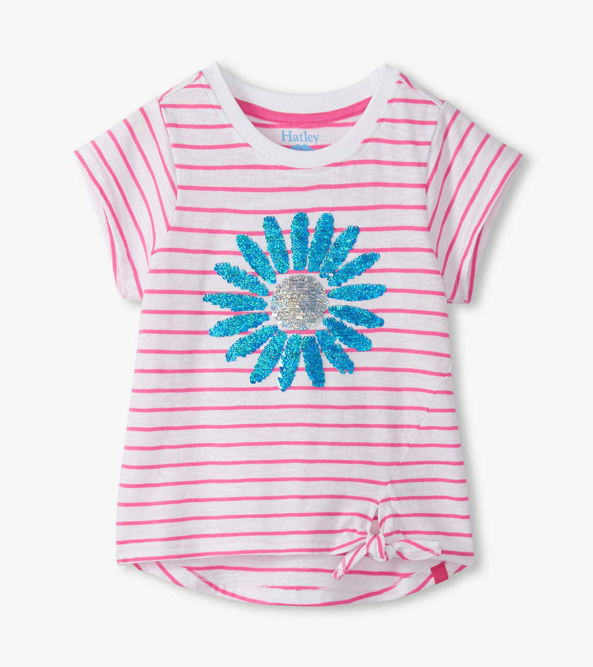 Girls Radiant Flower Striped Tie Front T-Shirt - Hatley Girls