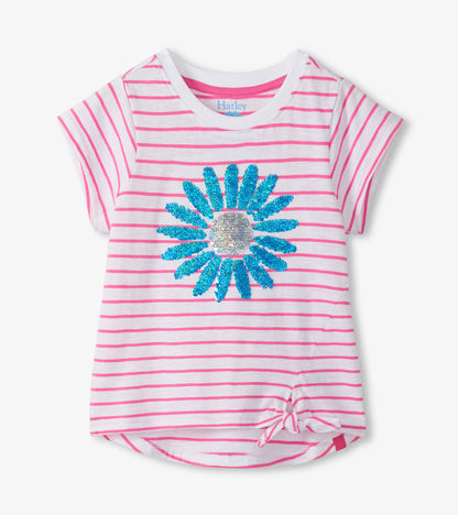 Girls Radiant Flower Striped Tie Front T-Shirt - Hatley Girls
