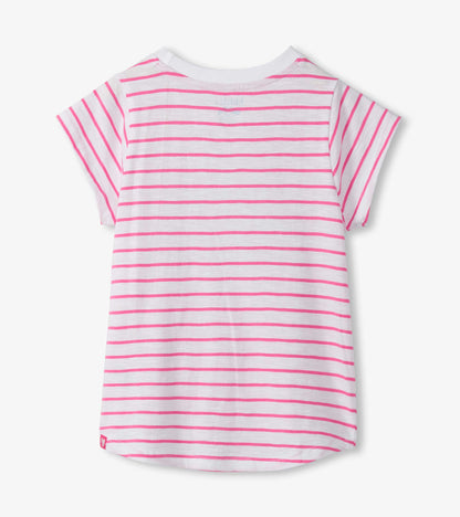 Girls Radiant Flower Striped Tie Front T-Shirt - Hatley Girls