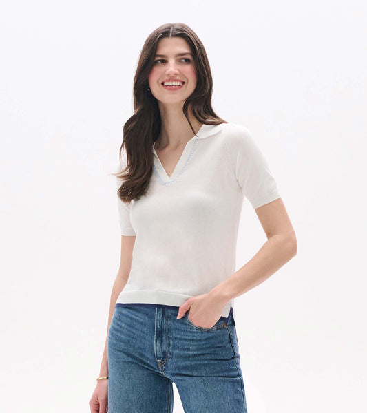 Johnny Collar Top - White - Hatley Women
