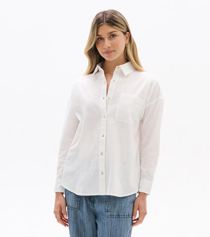 Relaxed Button Down - White - Hatley Women