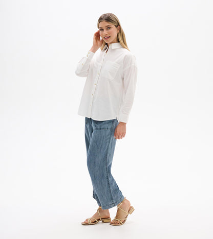 Relaxed Button Down - White - Hatley Women