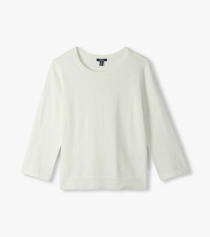 3/4 Sleeve Knit Top - White - Hatley Women