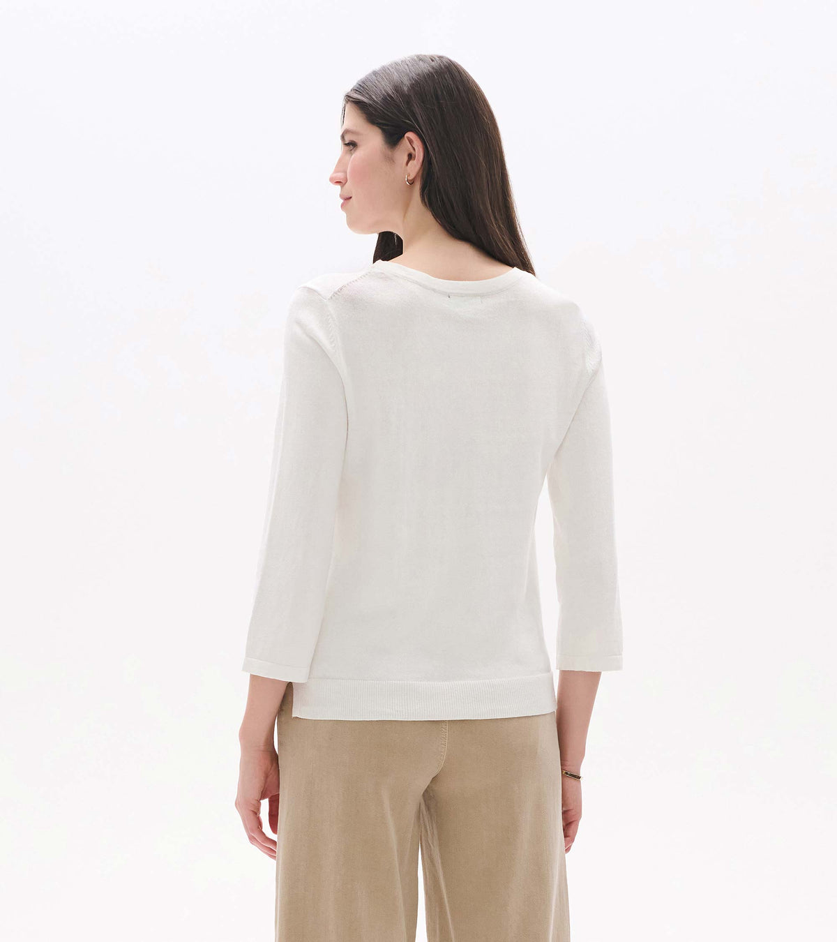 3/4 Sleeve Knit Top - White - Hatley Women