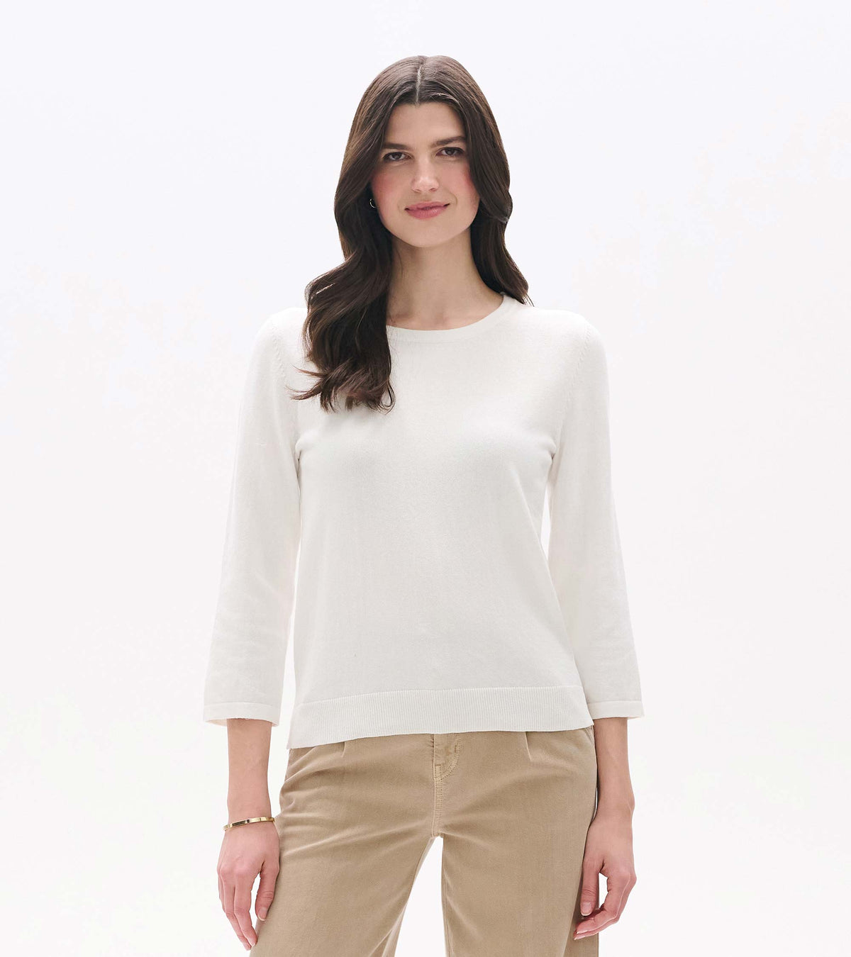 3/4 Sleeve Knit Top - White - Hatley Women
